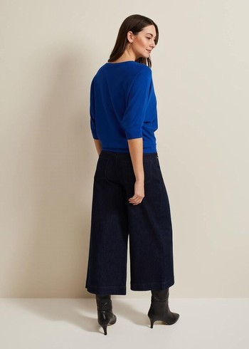 Phase Eight Leyla Dark Wash Denim Culotte Trousers Dark Wash Canada | ZITDCB-246